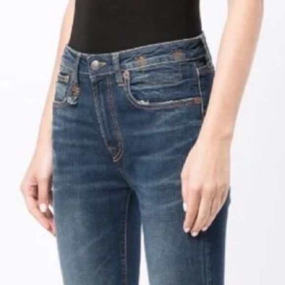 R13 Alison Skinny Cropped Jeans- Color Parker- Size 25 - Picture 3 of 16